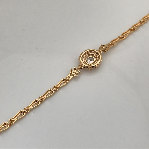 Valentines Bracelet Gold Tone Metal Crystal Accent - Picture 3 of 8